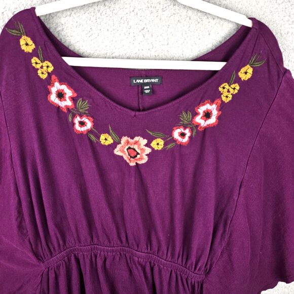 Lane Bryant Top Blouse Tunic Womens 22 24 Comfort Embroidered Flutter Sleeves - Picture 4 of 8